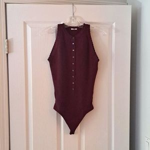 Wolford Merino wool burgundy bodysuit, size s/m
